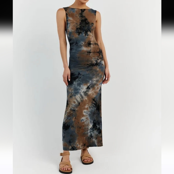 DISSH Millen Blue Tie Dye Midi Dress Size XL - Picture 1 of 12